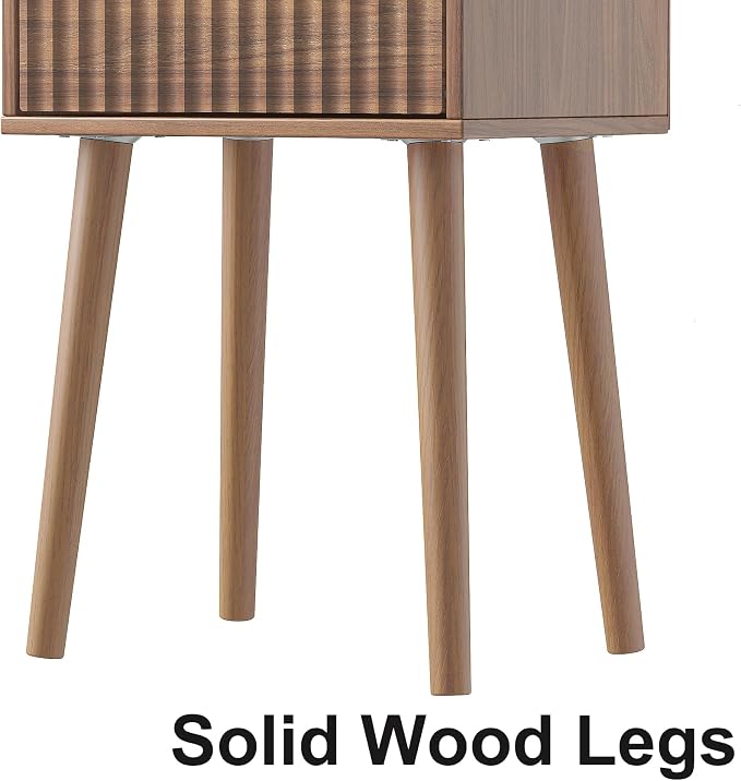 LAATOOREE Nightstands Set of 2, Small Fluted Side Table, Bedside Table - Image 6
