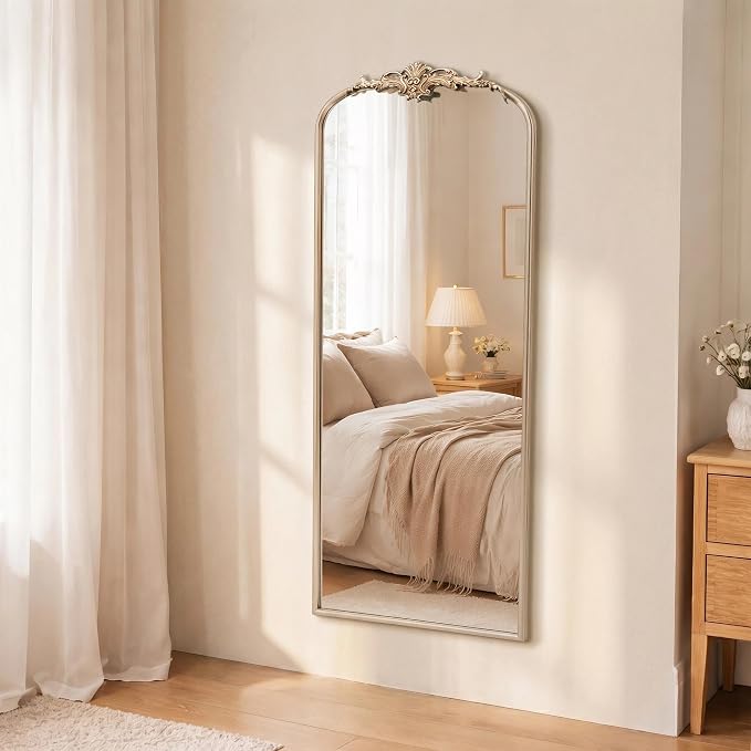 Besdomus Arched Mirror Full Length: 21"x56" French Champagne Gold Vintage Full by Besdomus