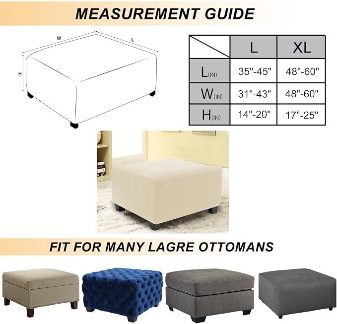 NeColorLife Stretch Ottoman Cover Square Oversized Soft Knitted Jacquard Thick - Image 4