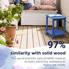 Adirondack Square Outdoor Side Table, 2-Tier Storage Patio Side Table, HDPE End - Image 4