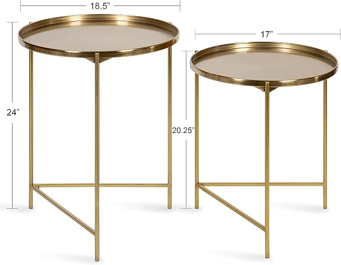 Kate and Laurel Ulani Modern Nesting Side Table; Set of 2; Gold; Sophisticated - Image 3