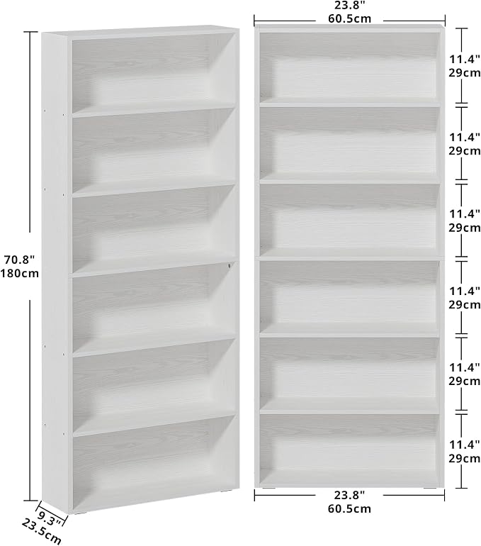 IRONCK Bookshelves and Bookcases Set of 2 Floor Standing 6 Tiers Display - Image 3