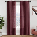 Burgundy Linen Curtains 80 Inch Length by Nanspring