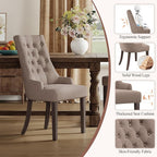 COLAMY Fabric Side Dining Chairs Set of 6, Wingback Upholstered Dining Room - Image 4