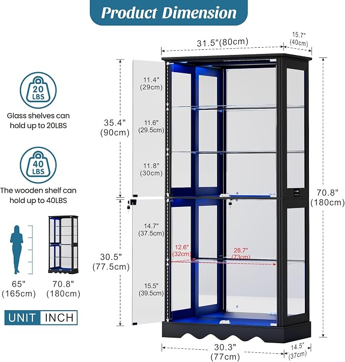 Dystler 71'' Glass Display Cabinet - Image 2