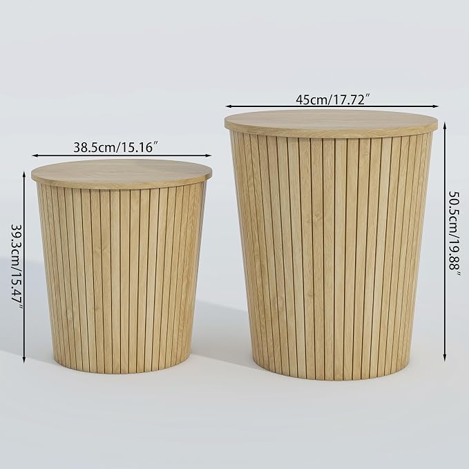 Nesting Coffee Table Set of 2, Round End Table - Image 2