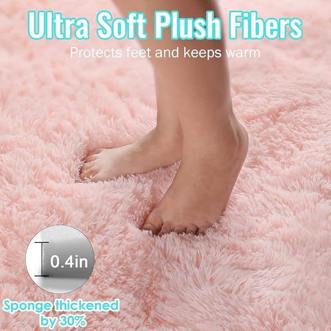 Soft Pink Fluffy Shag Pastel Area Rugs - Image 7