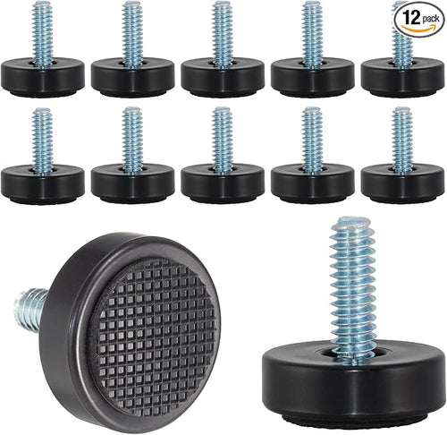 1/4-20 Adjustable Furniture Leveler, 12 Pack Rubber Leveling Feet Screws in by DIYfurniturerepairtools