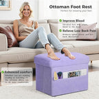 Small Ottoman with Storage, Folding Soft Fur Storage Foot Rest Stool with - Image 2