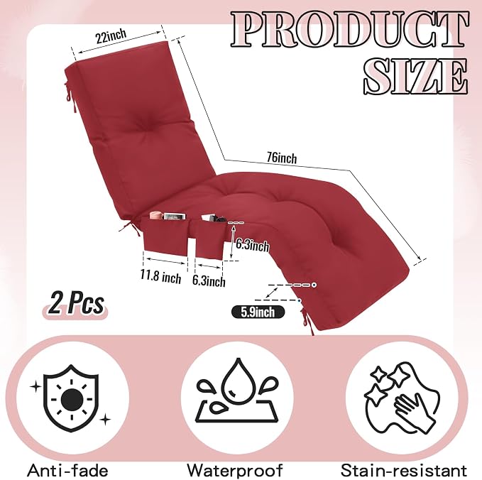 Outdoor Chaise Lounge Cushions - Image 2
