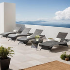 PE Rattan Adjustable Backrest Chaise Lounge Set 4 by Asifom