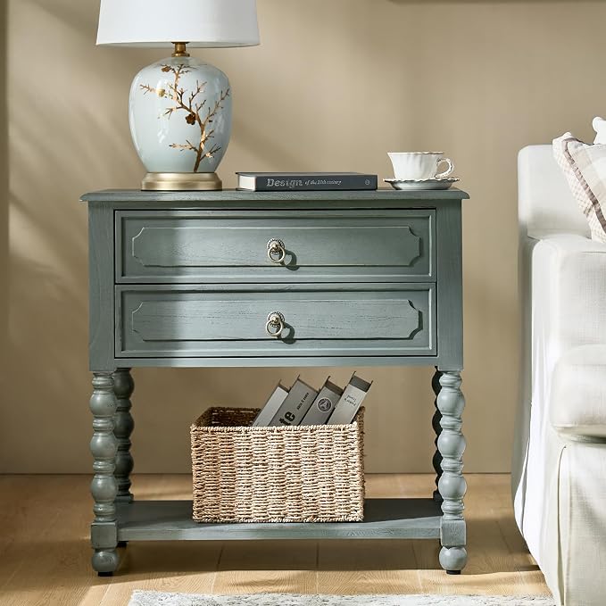 HULALA HOME Farmhouse Storage End Table by HULALAHOME