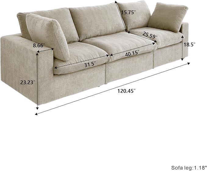JACH 3-Seater Cloud Modular Sectional Couches, Convertible Couch, Cushion - Image 2