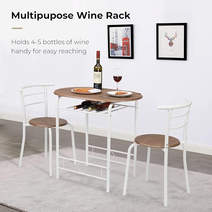 VINGLI 3 Piece Dining Set, Small Kitchen Table Set - Image 4