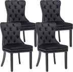 KCC Velvet Dining Chairs Set of 4, Upholstered High-end Tufted Dining Room Chair by KCC