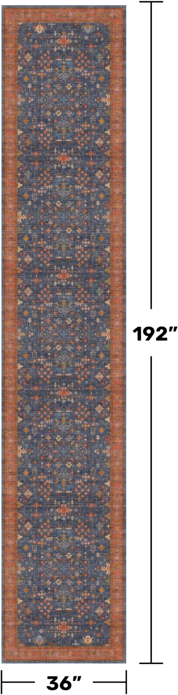 Boho Washable 3x16 Extra Long Hallway Runner Rug, Non-Slip Stain & Fade - Image 2