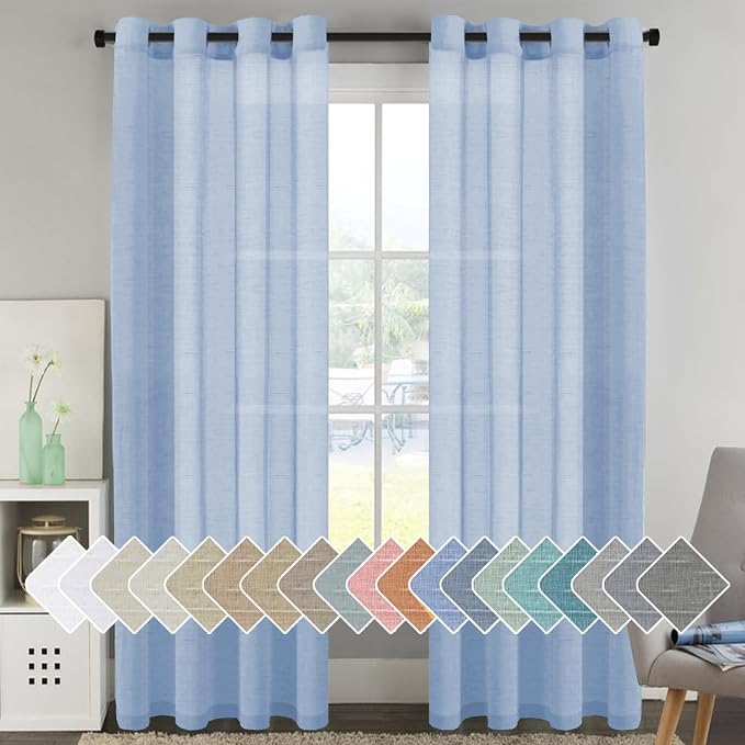 H.VERSAILTEX Linen Curtains 90 inches Long Linen Curtains/Natural Linen Blended by HVERSAILTEX