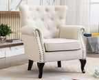 Set of 2 Mid-Century Modern Accent Chair, Linen Fabric Armchair w/Tufted - Image 2