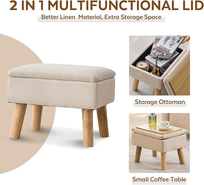 Storage Ottoman, Small Foot Stool Ottoman - Image 5