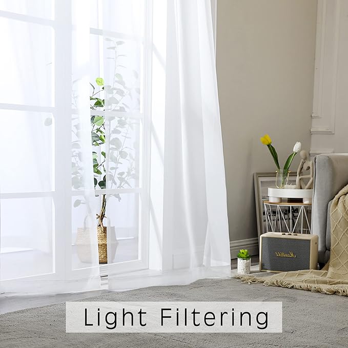 Sheer White Curtains 108 Inches Long - Image 5