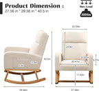 HCHAIRH Rocking Chair Nursery, Upholstered Nursing Rocker Chairs - Image 2