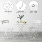 GarveeLife 3 Piece Patio Bistro Set, Folding Patio Bistro Table and Chairs Set - Image 6