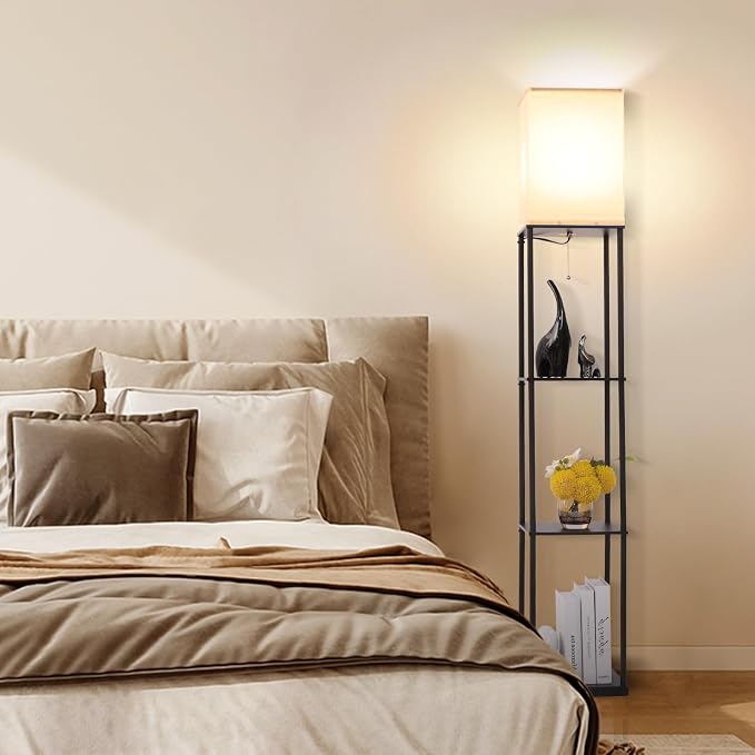 Gupuzm Floor Lamp with Shelves, Modern Square Standing Lamp with 3 Color - Image 5
