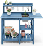SERWALL Outdoor Potting Bench 2-Piece Set, Rot-Resistant HDPE Potting Table - Image 10