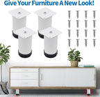 4 Inch Metal Furniture Legs Stainless Steel Adjustable Legs White Metal Legs - Image 2