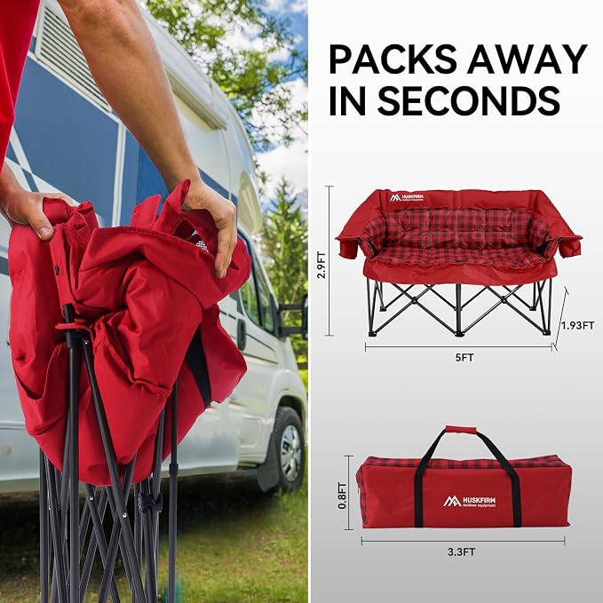 Double Camping Chairs Padded Loveseat Chair - Image 3
