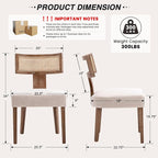 HNY Mid Century Modern Rattan Dining Chairs Set of 4, Farmhouse Linen - Image 2