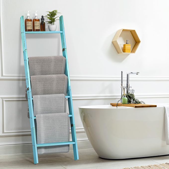 Honest Blanket Ladders for The Living Room, 6-Tier Blanket Holder, Wall-Leaning - Image 6