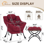 Welnow Lazy Chair with Ottoman, Modern Accent Chair with Armrests and a Side - Image 3