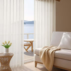Ivory Sheer Curtain 90 Inches Long 2 Panels Set, Solid Filmy Drapes - Image 5
