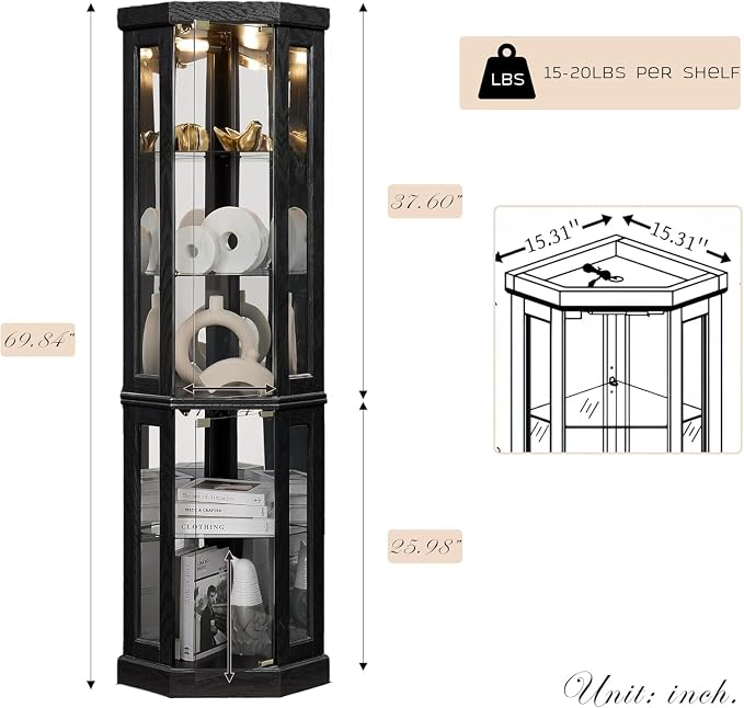 Anwick Corner Display Curio Cabinets - Image 2