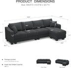 Belffin Sectional Couch with L-Shape Chaise L Shaped Couch with Ottoman - Image 2