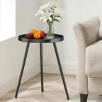 Small Round Side Table Metal End Table Outdoor Black Side Table Mid-Century - Image 4