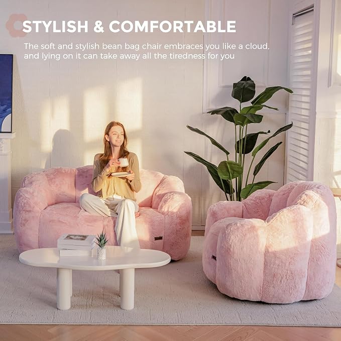 MAXYOYO Bean Bag Chair for Adults, Loveseat Floral Shaped Bean Bag Sofa - Image 4
