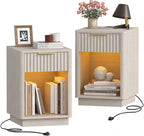 Akxomel Fluted Nightstands Set of 2, Wooden Night Stand by Akxomel
