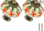 Ivory & Orange Pumpkin Knobs 12 Pack Ceramic Cabinet Knobs Vintage Drawer Pulls by Zernmiarder