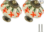 Ivory & Orange Pumpkin Knobs 2 Pack Ceramic Cabinet Knobs Vintage Drawer Pulls by Zernmiarder