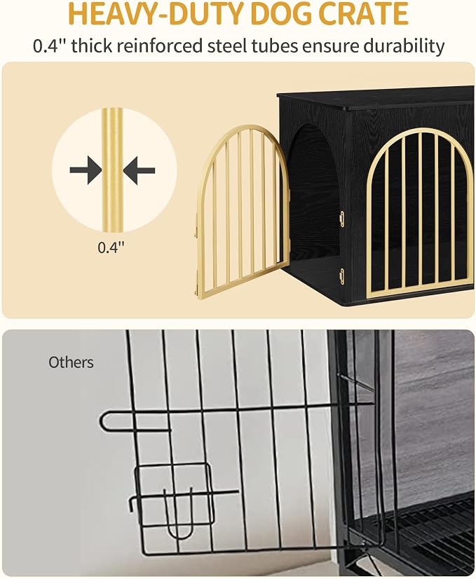 Hzuaneri 39.4" Wooden Dog Crate Furniture, Indoor Dog Kennel Dogs Cage - Image 4