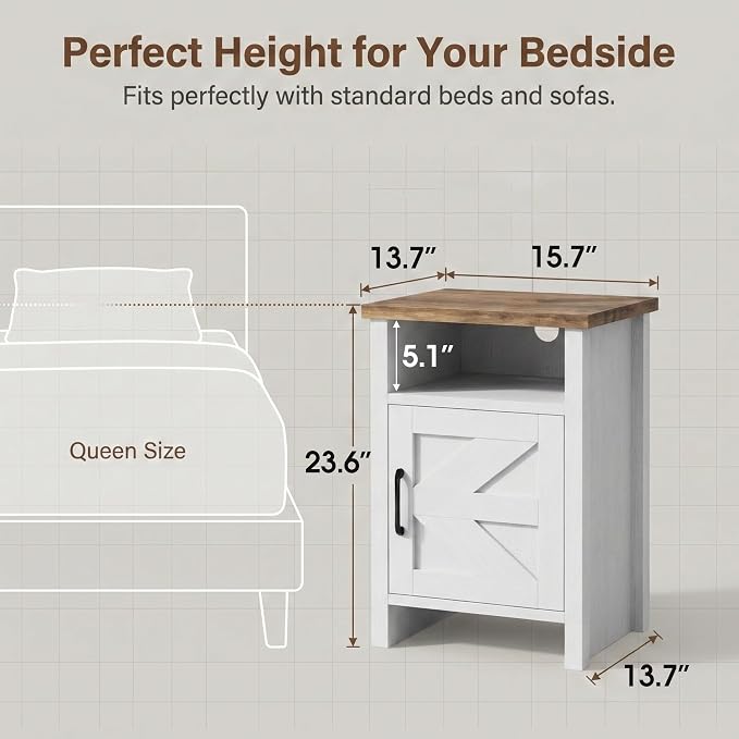 YESHOMY Farmhouse Modern Nightstand - Image 2