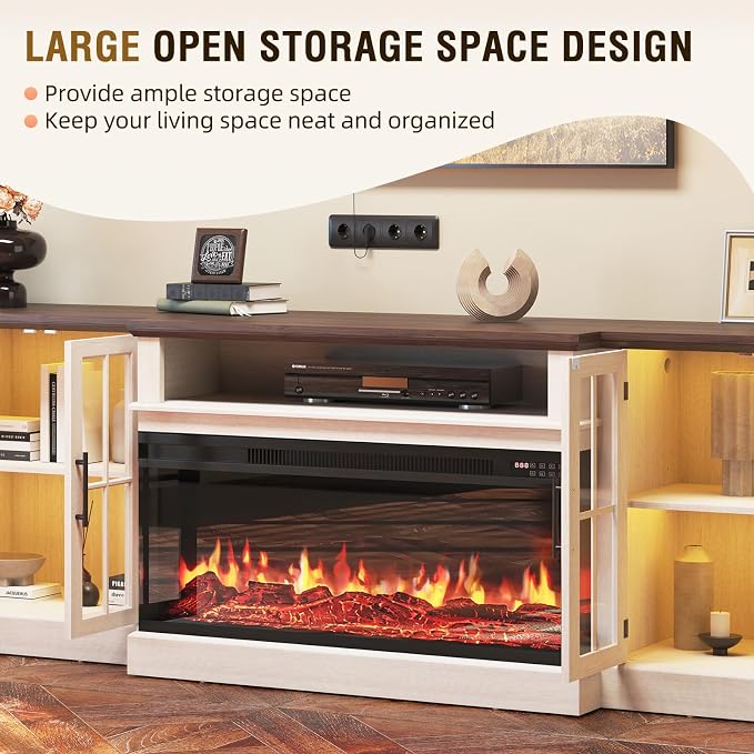 87" Farmhouse TV Stand with 36" Fireplace - Image 4
