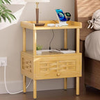 Amazer Nightstand with Charging Station, Bedside Table Bamboo with USB Ports & - Image 9