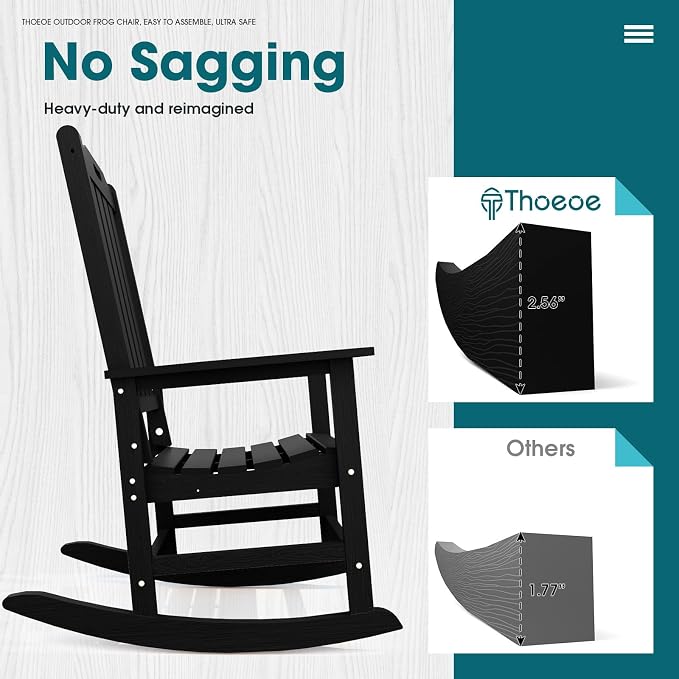 THOEOE Oversized Rocking Chair Set of 2, Outdoor Rocking Chair - Image 6