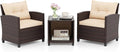 HAPPYGRILL 3 Pieces Patio Conversation Set, Outdoor Rattan Wicker Chairs & by HAPPYGRILL