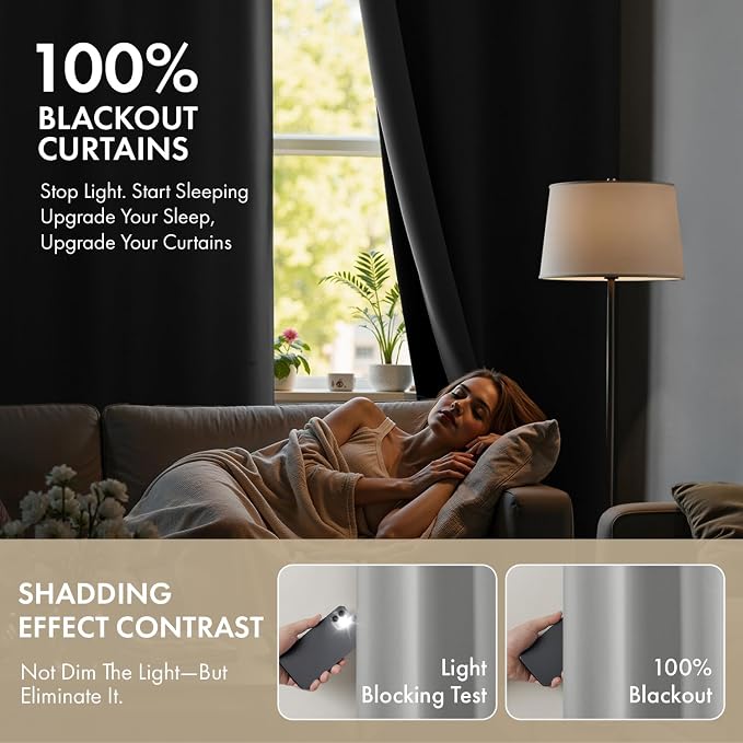 MIULEE Light Grey 100% Blackout Curtains - Image 2