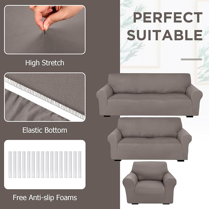 Peryiter 3 Pcs Couch and Loveseat Covers Set Sofa Cover - Image 4