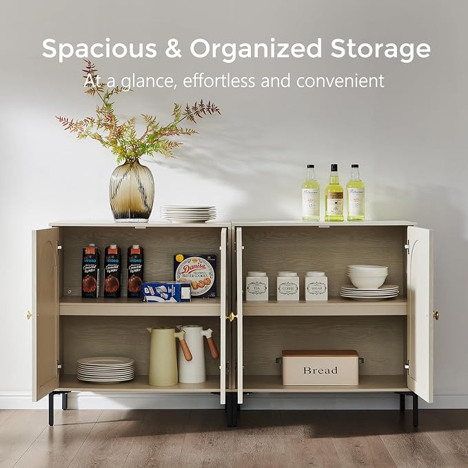 IFBUY Modern Sideboard Buffet Cabinet, 61.75" W Fluted Arched Buffet Cabinet - Image 3